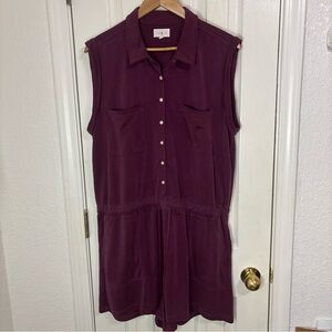 Lou & Grey Sandwashed Sleeveless Romper Purple Soft Size XL
